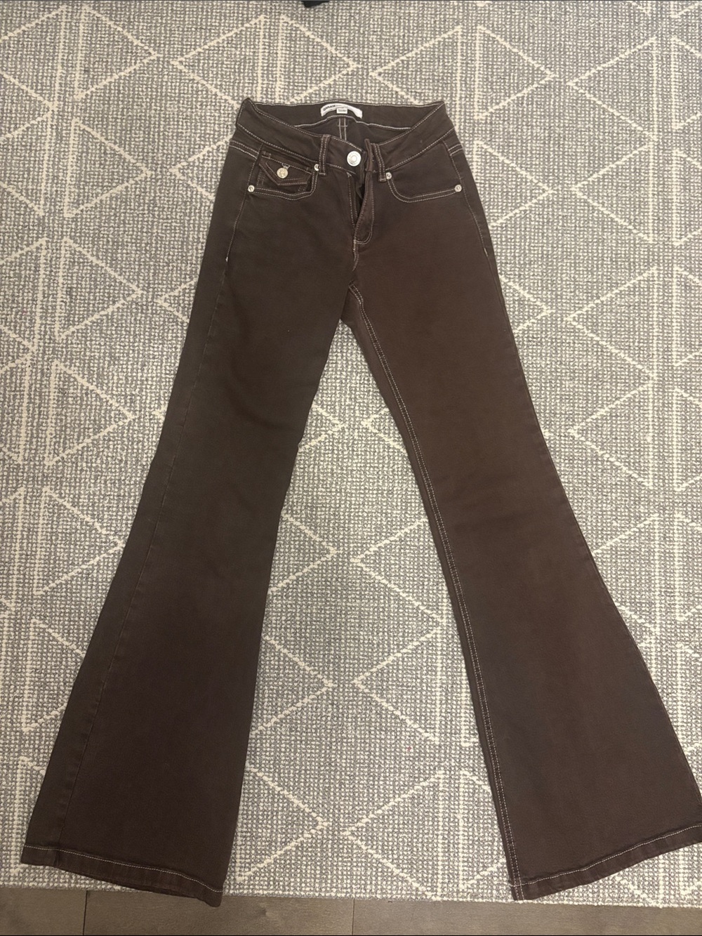 Garage Dark Brown Flare Jeans - Wide Leg